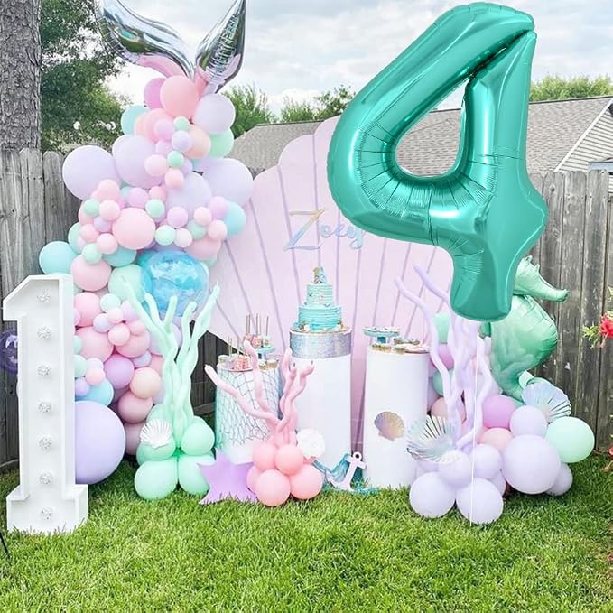 TONIFUL 40 Inch Large Teal Blue Number Balloons, Giant Jumbo Helium Foil Mylar - Image 4
