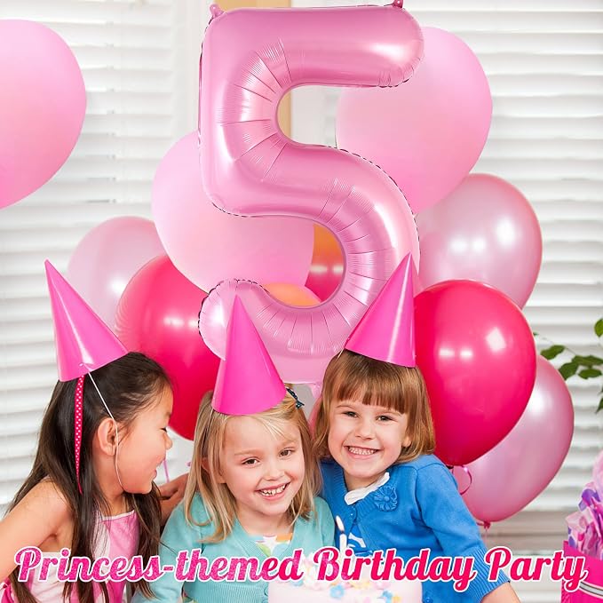 Pink Number 5 Balloon 40 Inch, Big Large Foil Helium Number Balloons, Jumbo - Image 4