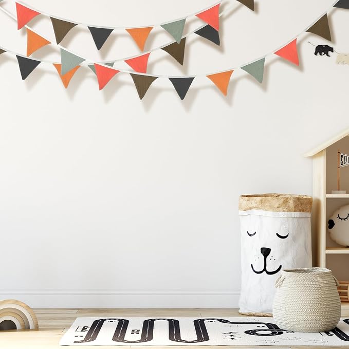 Oudain 2 Pcs Pennant Banner Flags Nursery Garland Triangle Bunting Flags - Image 4