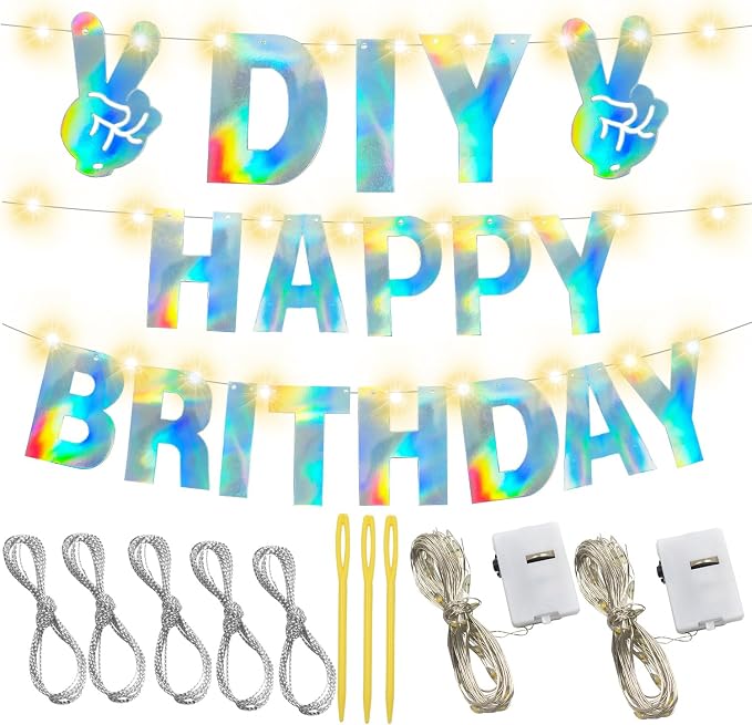 167Pcs DIY Glitter Customizable Banner Kit Custom Banner Happy Birthday DIY - Image 6