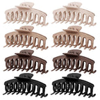 TOCESS Hair Claw Clips for Women - 8PK Large Neutral Matte Jumbo Hair Clips for Thick, Thin, Long, Short, Curly Hair Girls, Big Jaw Clip Set for Daily Use