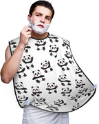 Beard Grooming Cape, Waterproof Hair Catcher for Shaving Trimming, Non-Stick Bib Apron Gifts for Dad Men, Cute Cartoon Pandas Shave Bib