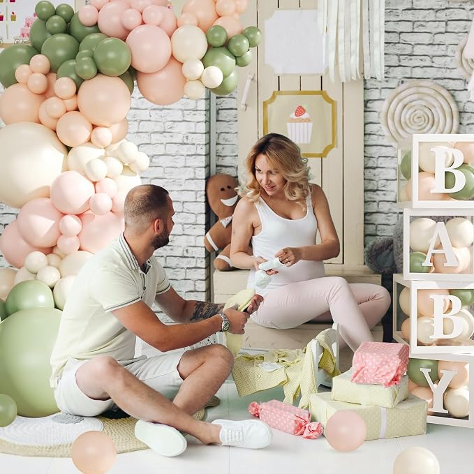 CROSSFINGERS Pink and Sage Green Wildflower Baby Shower Decorations | 132Pcs - Image 5