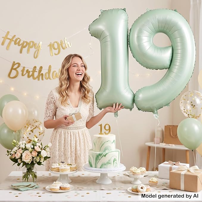 40 Inch Olive Green Number 19 Balloon - Image 5
