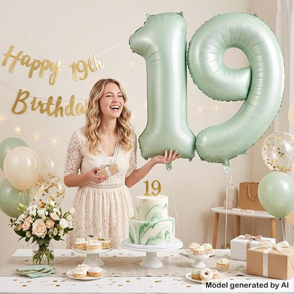 40 Inch Olive Green Number 19 Balloon - Image 5