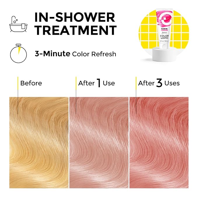 Semi Permanent Hair Color - 6 oz Color Depositing Conditioner with Shea Butter & Almond Oil- Color Conditioner Depositing Hair Mask - Vegan, Paraben, Ammonia & Sulfate Free -Pink