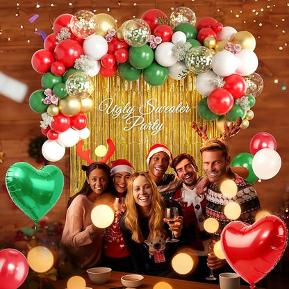 Red Green White Gold Christmas Balloon Arch Kit - Image 6