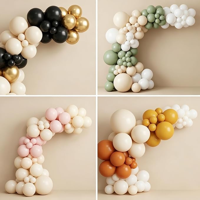 96Pcs 5/10/12/18 Inch Sand White Latex Balloon Garland Arch Kit | Cream Ivory - Image 6