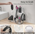 Dyson Airwrap Holder by Chorten Nyima, Dyson Airwrap Organizer with 8 Slots, Clear Acrylic Stand for Shark Hair Dryer Holder, Wall-Mounted or Freestanding with Silicone Pads Bathroom Vanity Table