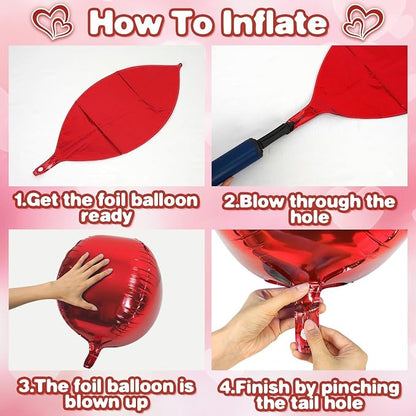 Red Round Foil Balloons 9 pcs - Image 7