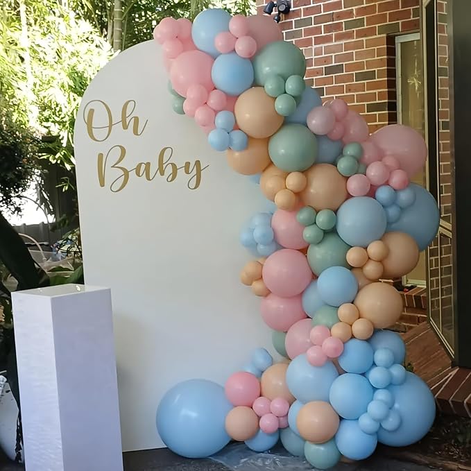 Pastel Pink Blue Green Balloons 12INCH 60PCS Goose Floral Birthday | Wildflower - Image 6