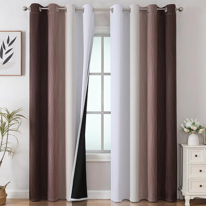 Brown and Greyish White Gradient Blackout Curtains by ESTELARTEXTILER