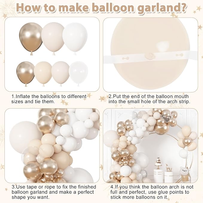 164Pcs White Sand Champagne Gold Balloons Garland Arch Kit | Different Sizes 18 - Image 7