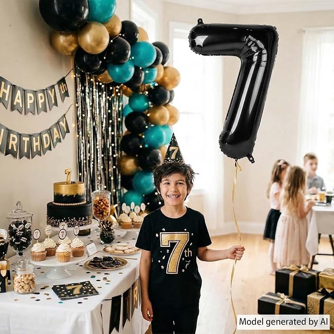 Black Number 7 Balloon 40 Inch, Foil Digit - Image 6