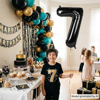 Black Number 7 Balloon 40 Inch, Foil Digit - Image 6
