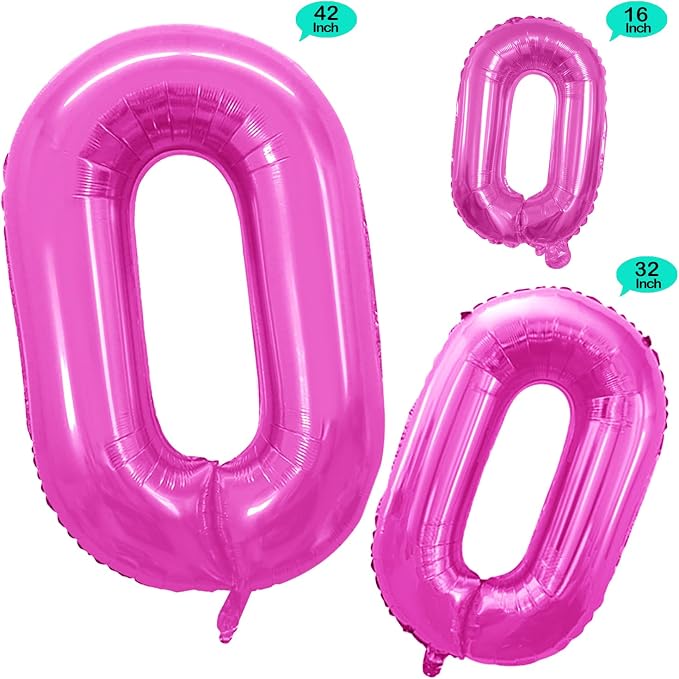 Pink Foil Balloons Number 0 for 10th 20th 30th 40th 50th 60th 70th 80th 90th - Image 2