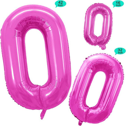 Pink Foil Balloons Number 0 for 10th 20th 30th 40th 50th 60th 70th 80th 90th - Image 2