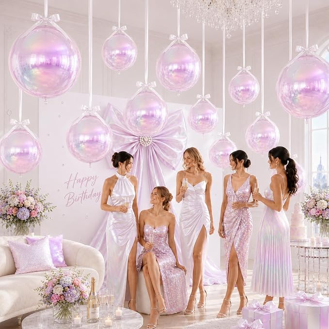 Iridescent Round Foil Balloons, Hanging Ceiling Balloons - Image 4