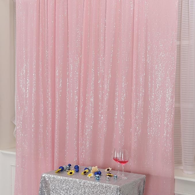 Poise3EHome Pink Sequin Backdrop, 10Ft x 10Ft Glitter Photography Background - Image 2