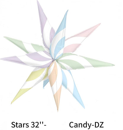 32 Inch Macaron Candy Star Balloons-6 Pastel Colors Swirl Foil Balloons - Image 5