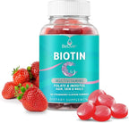 BeLive Biotin Gummies - Skin, Nails & Hair Vitamins with A, C, D, E, B12, Zinc, Folate & Inositol, Biotin Supplement for Anti-Aging, Energy & Collagen Boost, Multivitamin Gummies - Strawberry | 3-Pack
