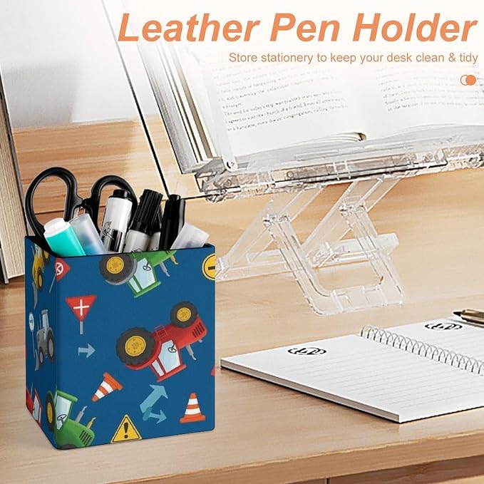 Pencil Holder for Desk, Leather Desktop Container Pen Cup Storage Pen Organizer - Image 4