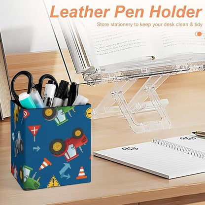 Pencil Holder for Desk, Leather Desktop Container Pen Cup Storage Pen Organizer - Image 4