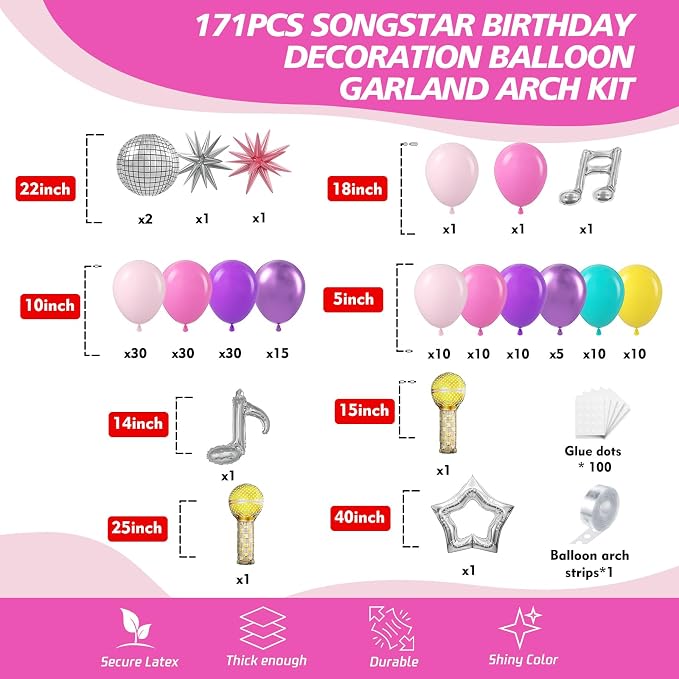 171Pcs Songster Birthday Decoration - Image 2