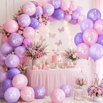 Butterfly Balloons, Maca Pink Maca Purple Birthday Balloons - Image 5