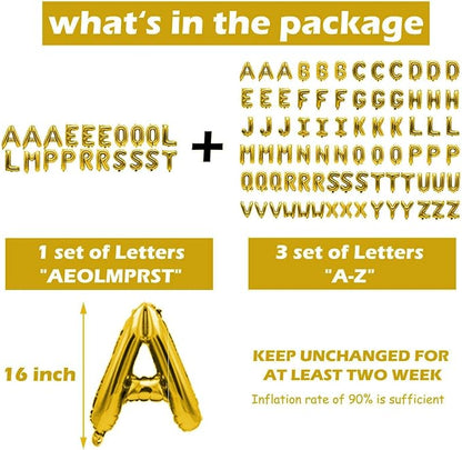 98 Pcs Gold Letter Balloons, Custom 3 Set A-Z Set - Image 3