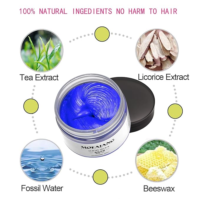 Temporary Hair Color Chalk, Hair Wax Color For Gifts, Birthday,Party, Cosplay DIY, Halloween, Christmas (6, Red Orange Purple Blue Green Gray)