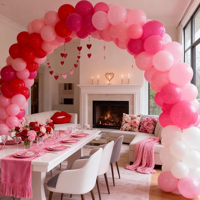 Pink and Red Balloon Set, Valentine Balloons Decorations, 12 Inch Red Pastel - Image 6