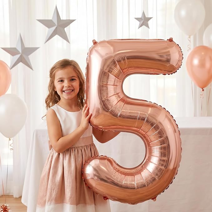 40 Inch Rose Gold Number 5 Balloon, Giant Number Balloons, Birthday Decor | - Image 4