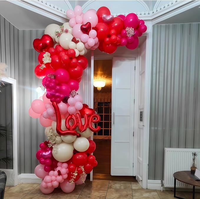 Pink and Red Balloon Set, Valentine Balloons Decorations, 12 Inch Red Pastel - Image 8