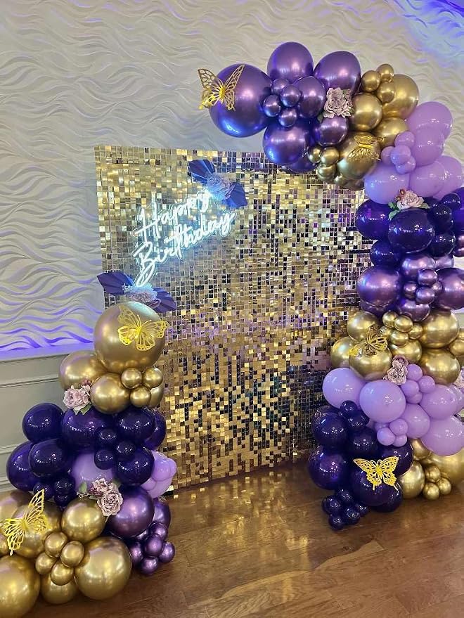 Purple and Gold Balloons Garland Arch Kit - Image 6