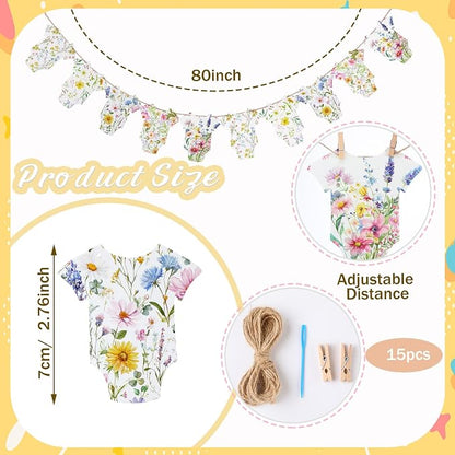 Frienda Baby in Bloom Paper Banner Wildflower Dress Bodysuit Garland Outfit Set - Image 2