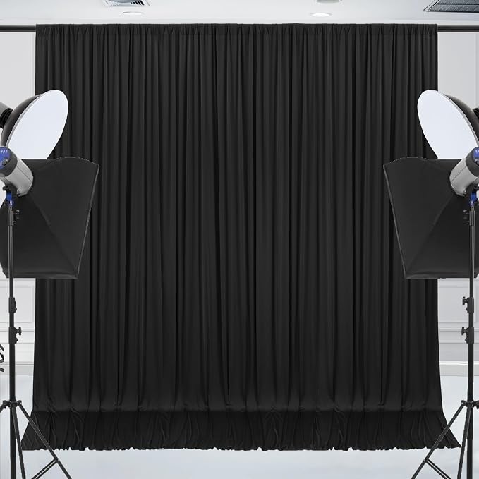 40x10ft Wrinkle-Free Black Backdrop Curtain - Image 2