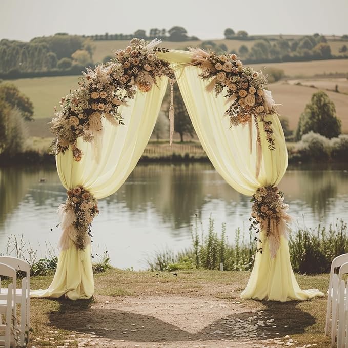 Beige Wedding Arch Draping Fabric Backdrop Drapes Sheer 3 Panels | 28.7"x20FT - Image 7