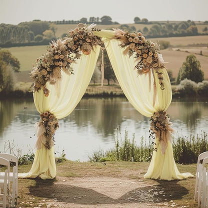 Beige Wedding Arch Draping Fabric Backdrop Drapes Sheer 3 Panels | 28.7"x20FT - Image 7