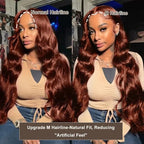 BVH 32 Inch Reddish Brown 13x6 Lace Front Wigs Human Hair Body Wave Wigs Human Hair 200 Density Hd Lace Frontal Wigs M Hairline 33# Brown Wigs (13x6 Reddish Brown Lace Front Wigs Human Hair, 32 Inch)