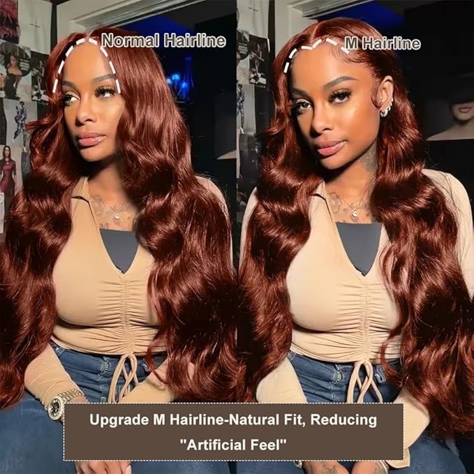 BVH 22 Inch Reddish Brown 13x6 Lace Front Wigs Human Hair Body Wave Wigs Human Hair 200 Density Hd Lace Frontal Wigs M Hairline 33# Brown Wigs (13x6 Reddish Brown Lace Front Wigs Human Hair, 22 a1)