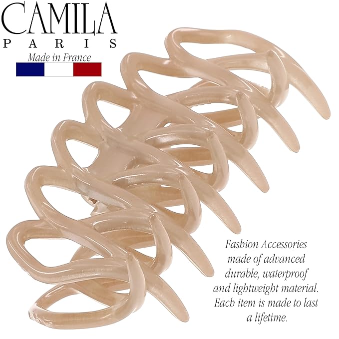 Camila Paris CP3524 French Small Hair Clips for Women With Thick, Long, Curly, or Wavy Hair - Girls Claw Clip, Durable Styling Big Clip, Strong Hold No Slip Grip - Made in France