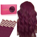 WENNALIFE Tape in Hair Extensions Human Hair, 20pcs 50g 22 inch Light Burgundy Remy Hair Extensions for Women Tape Ins Straight Extensiones De Cabello Humano Skin Weft