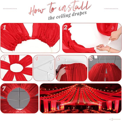 Showgeous 6 Panels Red Ceiling Drapes - Image 7