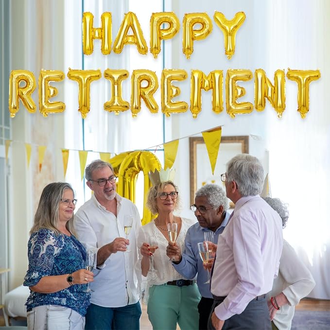 2 Set 30Pcs Gold Happy Retirement Letter Balloons 16in Balloon Foil Letter - Image 5