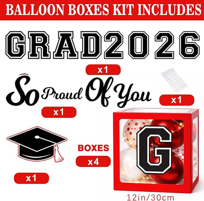 Graduation Decorations 2026 Red and Black Balloon Boxes - Image 2