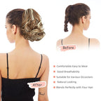 Ponytail Extension, Clip on Ponytails for Women, 9" Claw Clip in Short Curly Wavy Pony Hair Extension for Women - Medium Brown with Blonde Highlights