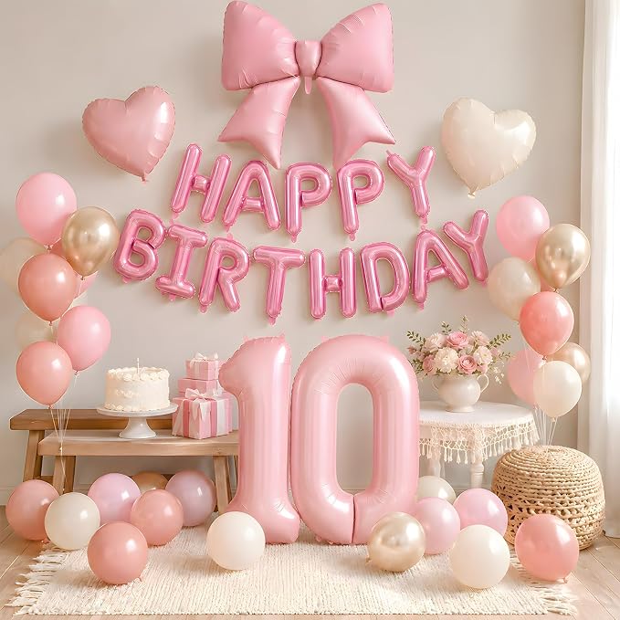 Dusty Pink Number 10 Balloon, 10th Birthday Decorations - Image 5