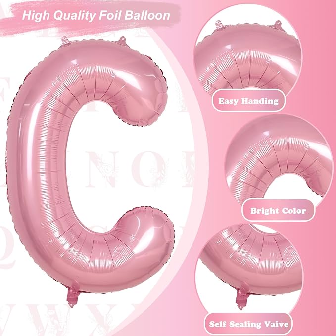 40 Inch Pink Letter Balloon C, Giant Alphabet A - Image 9