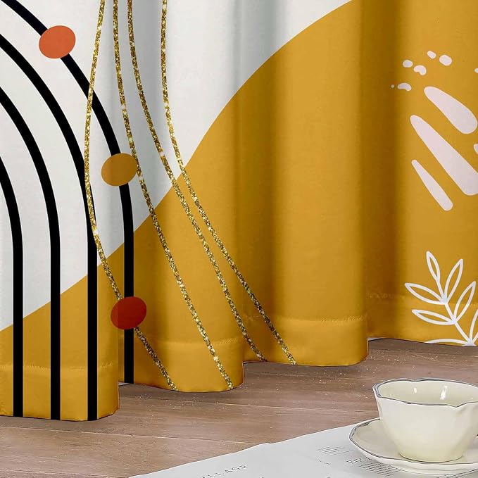 Boho Curtains 63 Inch Length Mid Century Light Filtering Curtains - Image 5
